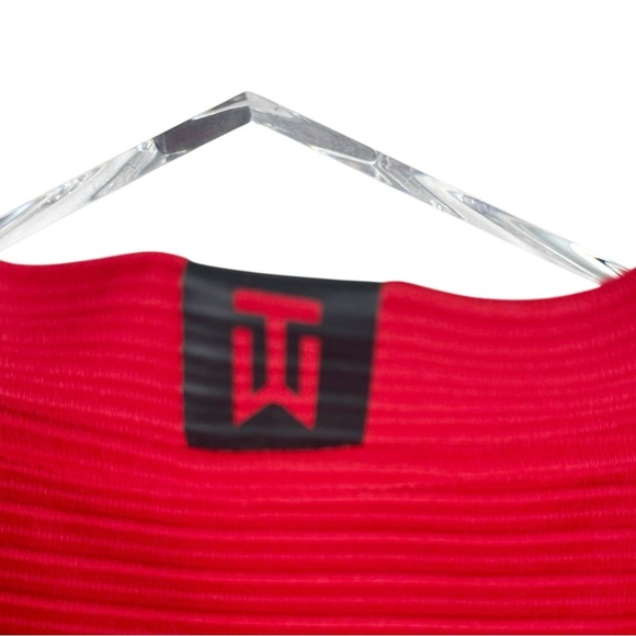 NIKE Dry-Fit Tiger Woods Standard Fit Red Textured Short Sleeve Shirt Small - Picture 5 of 10